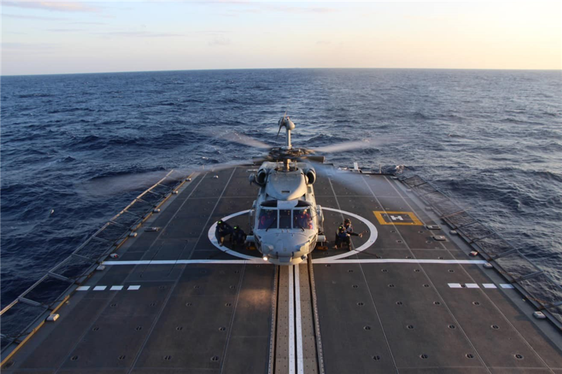 ROCS Di-hua helicopter deck takeoff and landing training three
