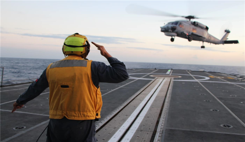 ROCS Di-hua helicopter deck takeoff and landing training two