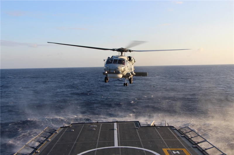 ROCS Di-hua helicopter deck takeoff and landing training four